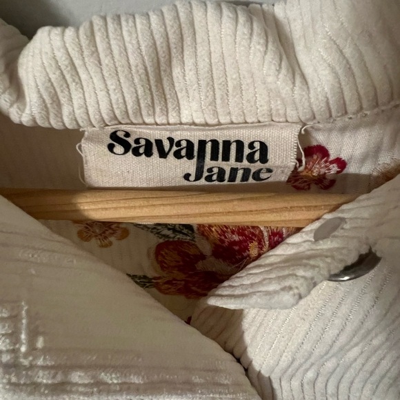 Savanna Jane Embroidered Floral Cream Ivory Corduroy Jacket Medium - Picture 7 of 14